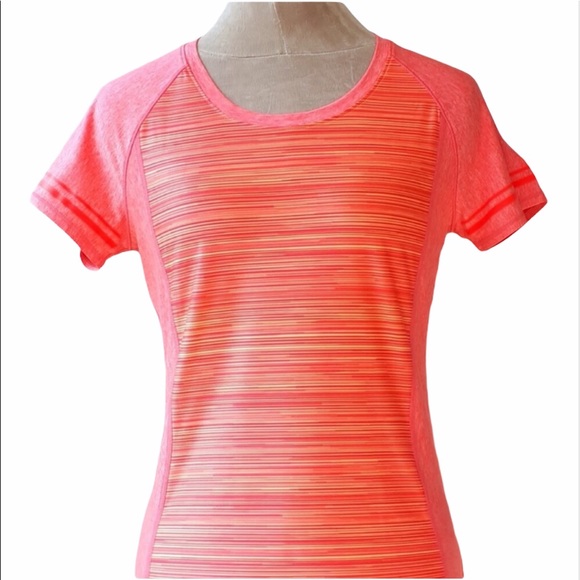 Under Armour Tops - Under Armour striped neon orange short sleeve top